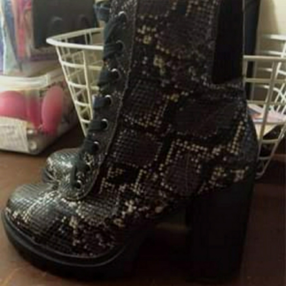 Snake Skin Heel Boots